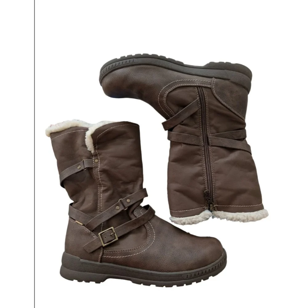 Women's Totes Brown Faux Fur Lined Winter Boots Size 8